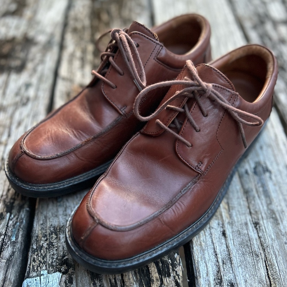 Johnston & Murphy Men’s Oxford Brown Leather Lace Up Dress Shoes. Size 8M - Picture 1 of 9